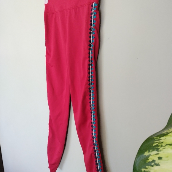 Carbon38 Womens XS Red Crochet Side Seam High Waisted Leggings - Picture 6 of 11